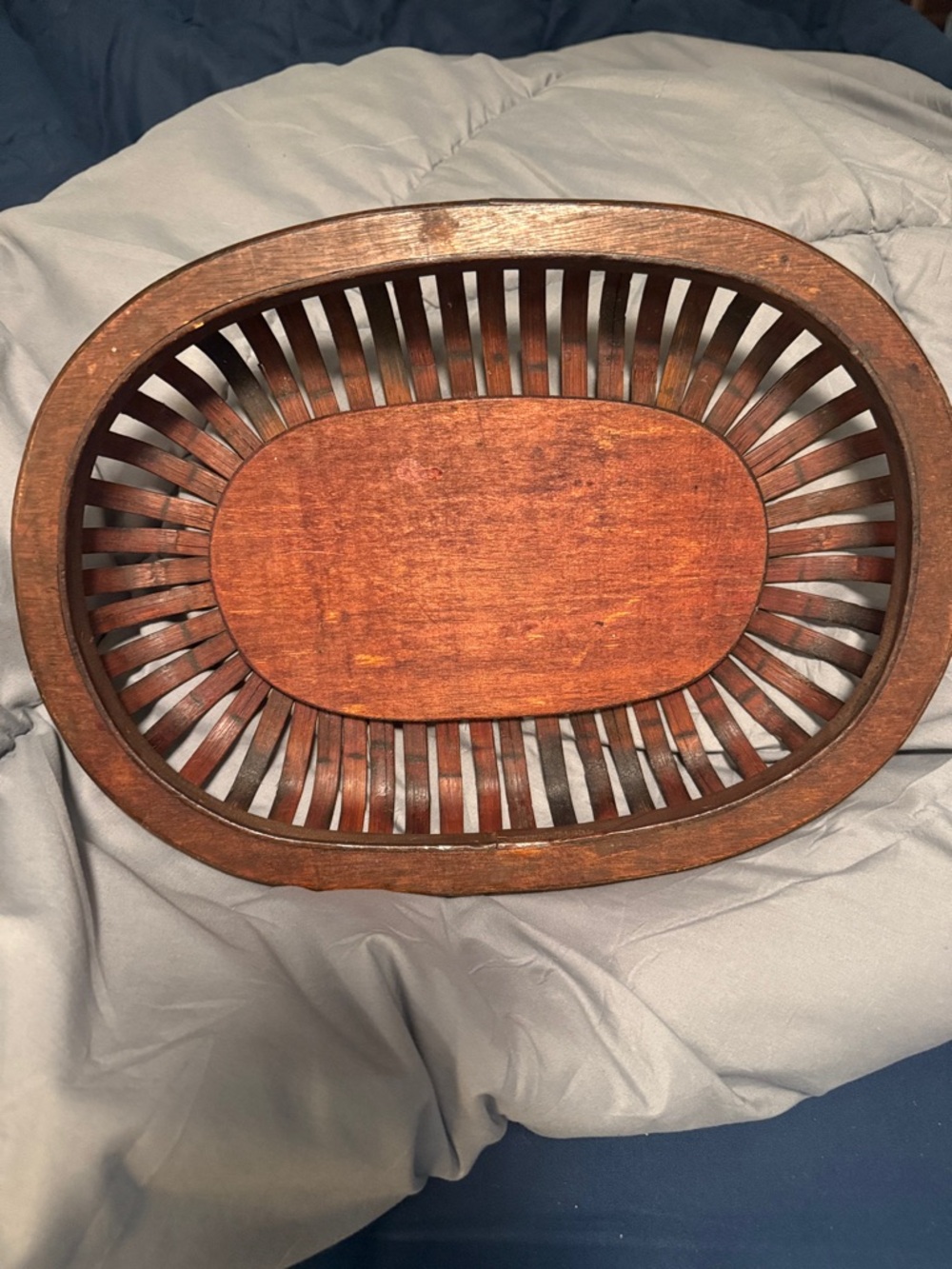 Wooden Decorative Oval Basket - Warm Mahogany Tone - Picture 2 of 8